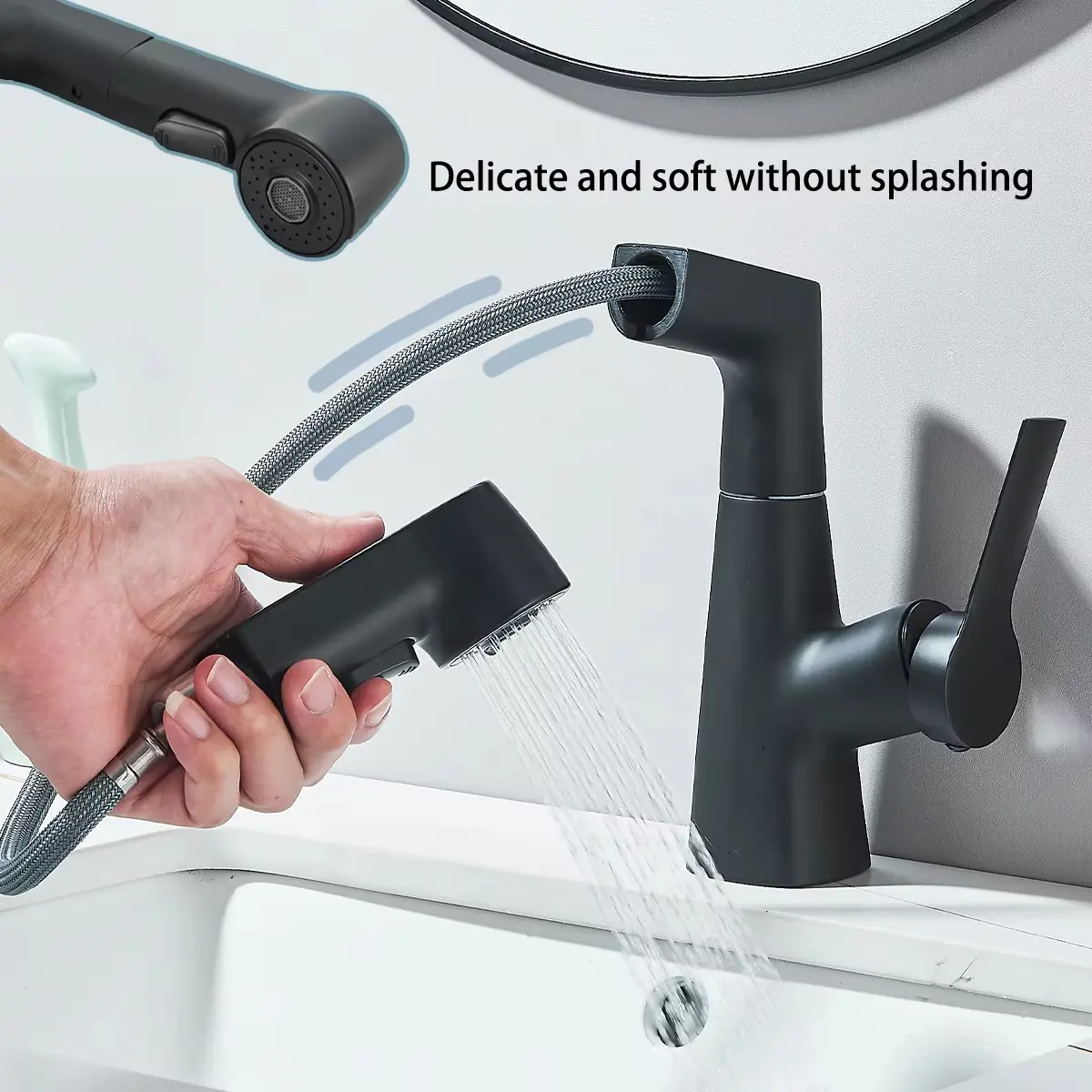 Bathroom Faucet Pull Out Rotatable Hot and Cold Water Outlet Sink Faucet Three Modes Water Outlet Bathroom Sink Faucet