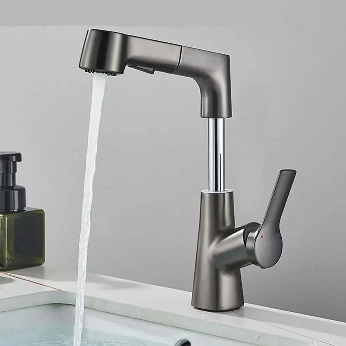 Bathroom Faucet Pull Out Rotatable Hot and Cold Water Outlet Sink Faucet Three Modes Water Outlet Bathroom Sink Faucet
