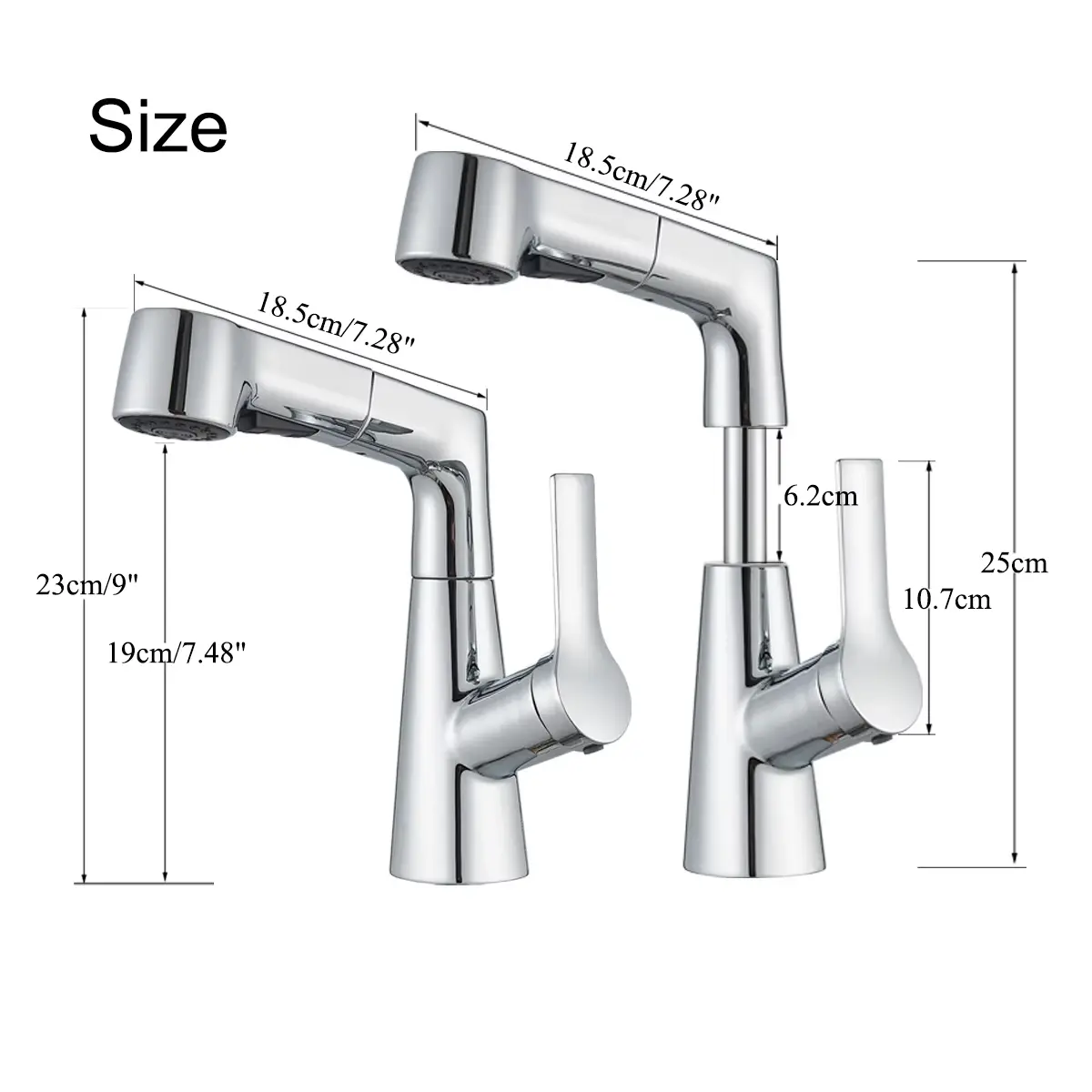 Bathroom Faucet Pull Out Rotatable Hot and Cold Water Outlet Sink Faucet Three Modes Water Outlet Bathroom Sink Faucet