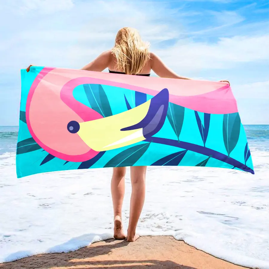 1PC Microfiber Blanket Quick Drying Beach Towel, Extra Large 35*71 Inch Printed Towel Super Absorbent Pool Diving Surf Towel