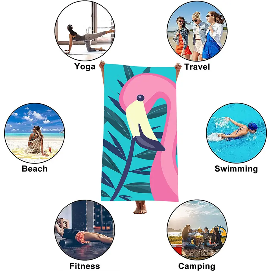 1PC Microfiber Blanket Quick Drying Beach Towel, Extra Large 35*71 Inch Printed Towel Super Absorbent Pool Diving Surf Towel