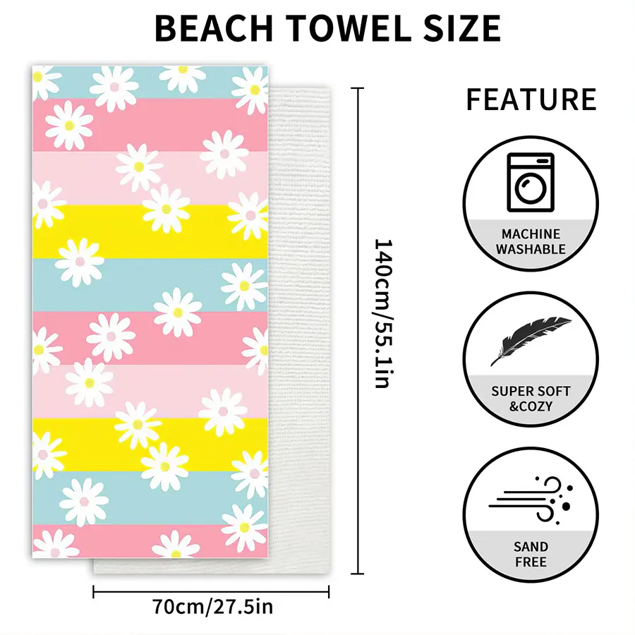Microfiber Blanket Quick-Drying Beach Towel, Extra Large 35*71 Inch Printed Towel, Super Absorbent Pool Travel Camping Towel Bla