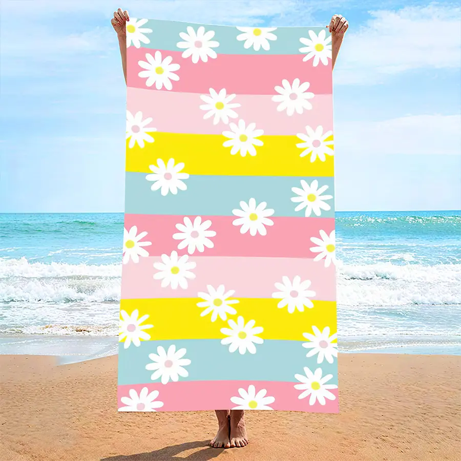 Microfiber Blanket Quick-Drying Beach Towel, Extra Large 35*71 Inch Printed Towel, Super Absorbent Pool Travel Camping Towel Bla