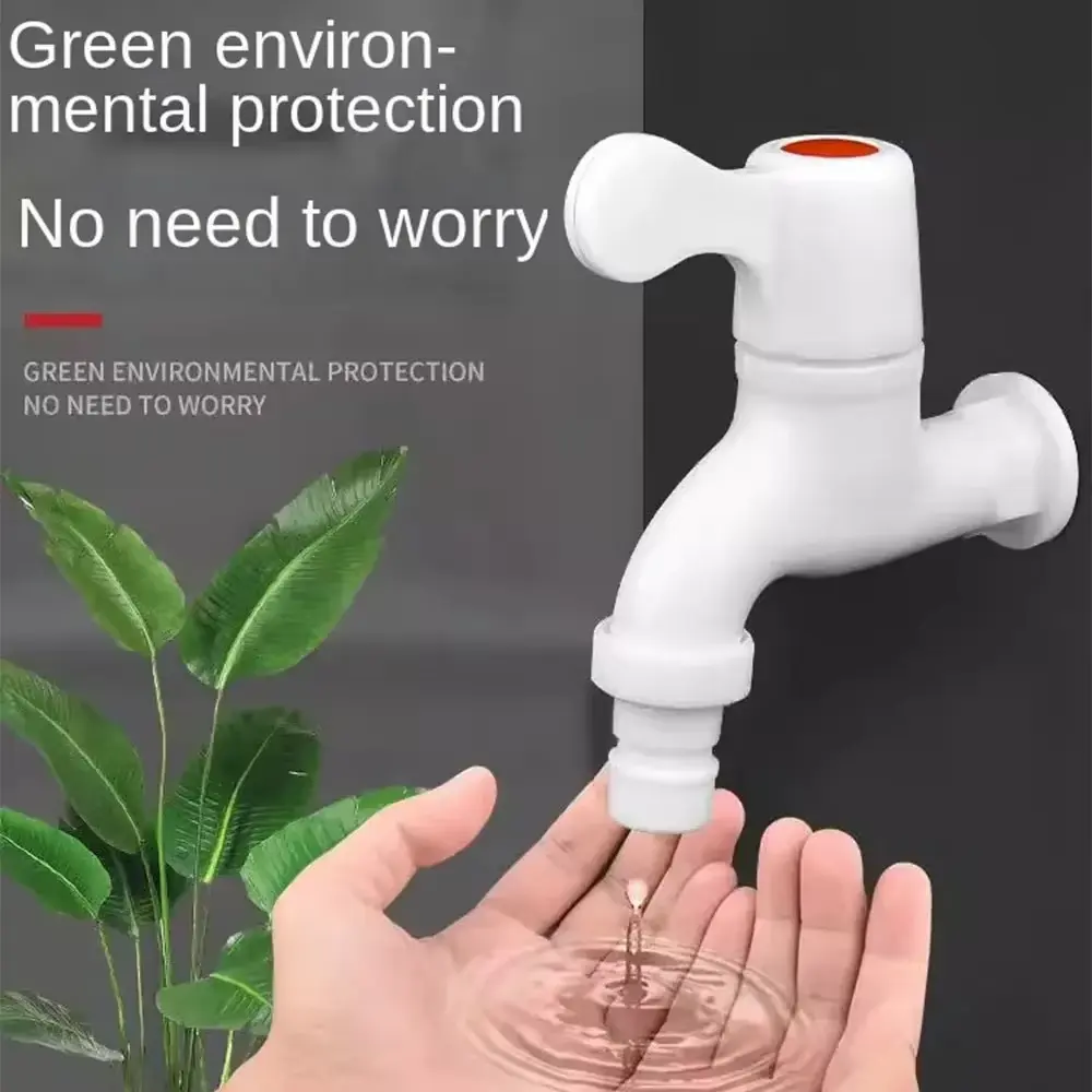 Grifo blanco de plástico ABS para lavadora, llave de rosca externa para tanque de riego de jardín, cocina y baño, válvula de esq