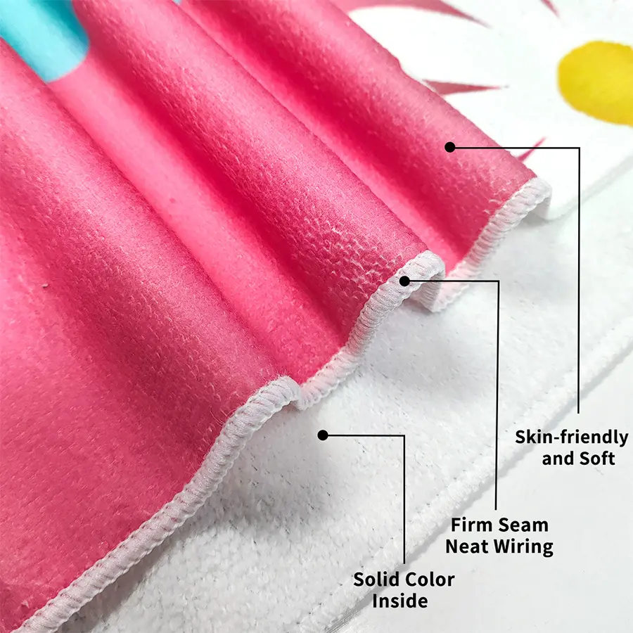 Microfiber Blanket Quick-Drying Beach Towel, Extra Large 35*71 Inch Printed Towel, Super Absorbent Pool Travel Camping Towel Bla