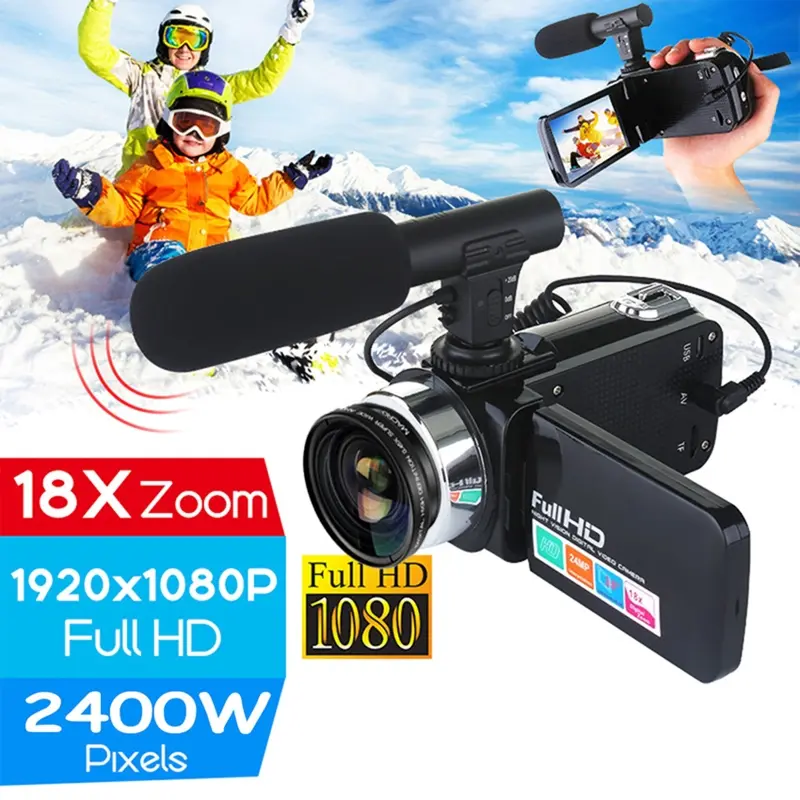 Classic 24MP Camcorder Digital Video Camera 3 Inch LCD Screen 18x Digital Zoom Camera D08A HD Digital Video Camera For Travel