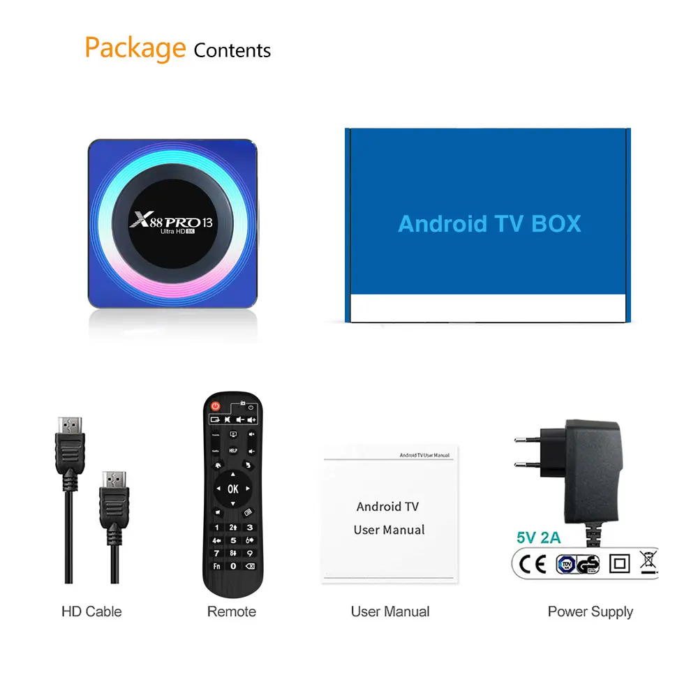 X88 PRO 13 Android 13.0 TV Box OTA Rockchip RK3528 4K 2.4G 5G Wifi 6 64G 32GB 16GB BT5.0 Global Media Player Set Top Receiver