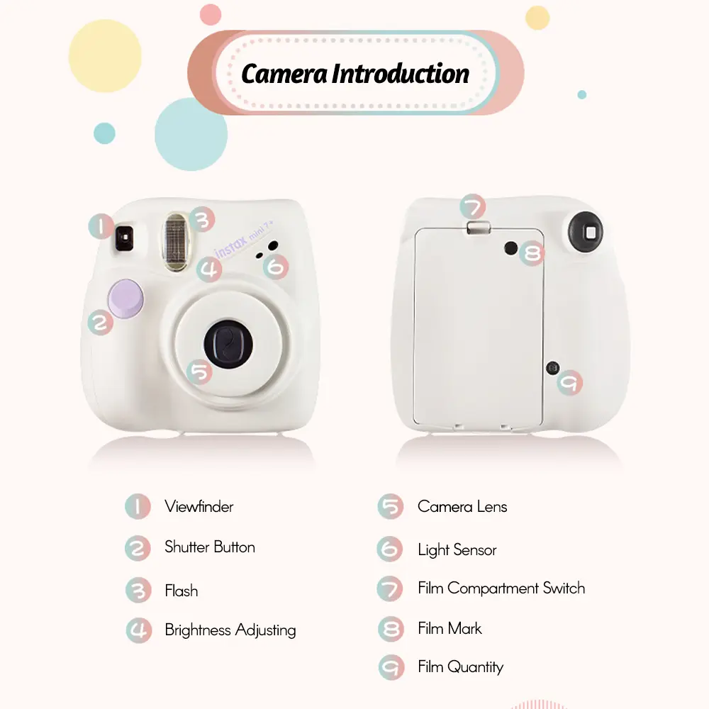 Fujifilm Instax Mini 7+ Mini SE Instant Camera Film Cam Auto-focusing Wrist Strap Birthday Christmas for Girl New Year Festival