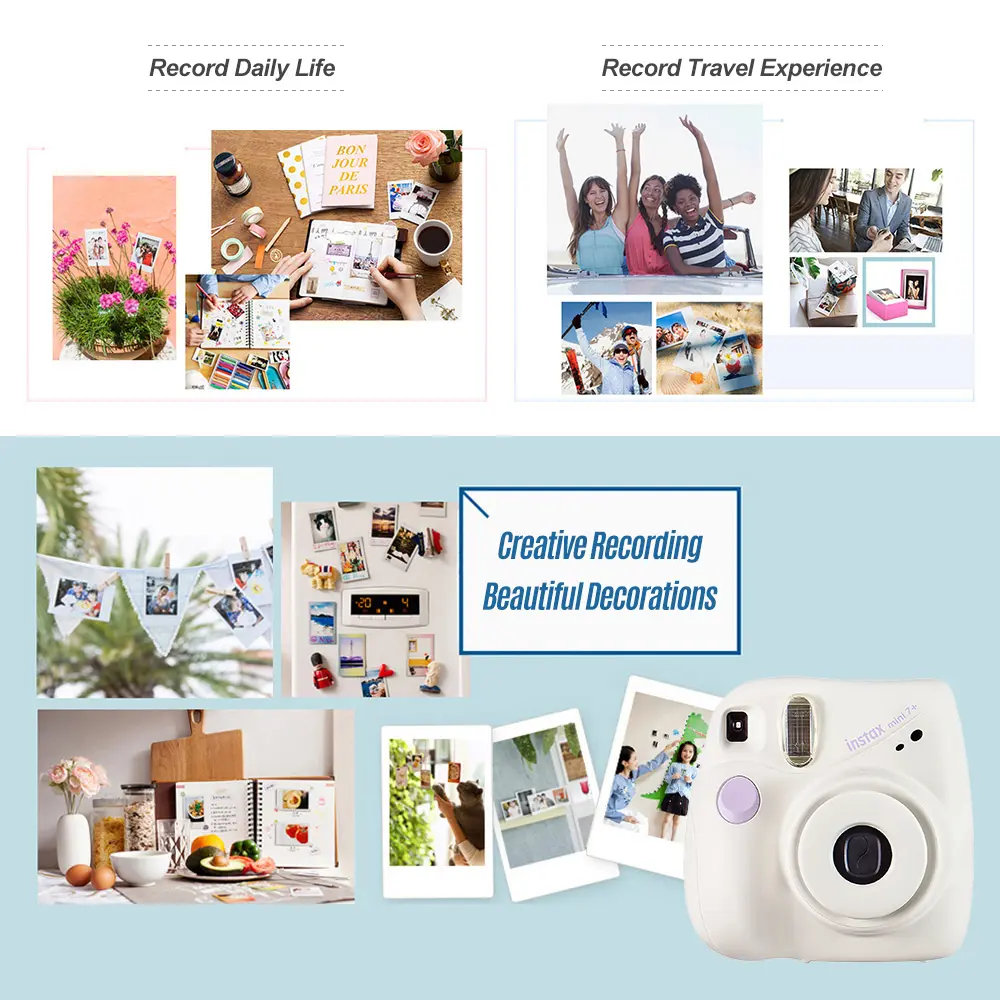 Fujifilm Instax Mini 7+ Mini SE Instant Camera Film Cam Auto-focusing Wrist Strap Birthday Christmas for Girl New Year Festival