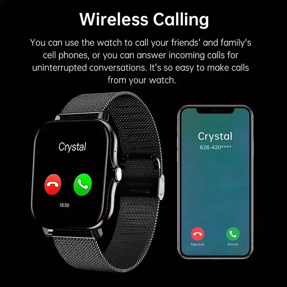 New Smart Watch Android IOS Phone 1.44 Inch Color Screen Bluetooth Call Blood Oxygen/Pressure Monitoring Smart Watch Women Men