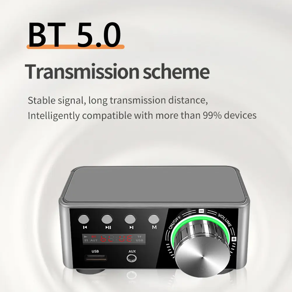 Digital Amplifier Class D CS8673E 50Wx2 Audio Power Amplifier With Digital Display Bluetooth-compatible 5.0 AUX TF Home Theater