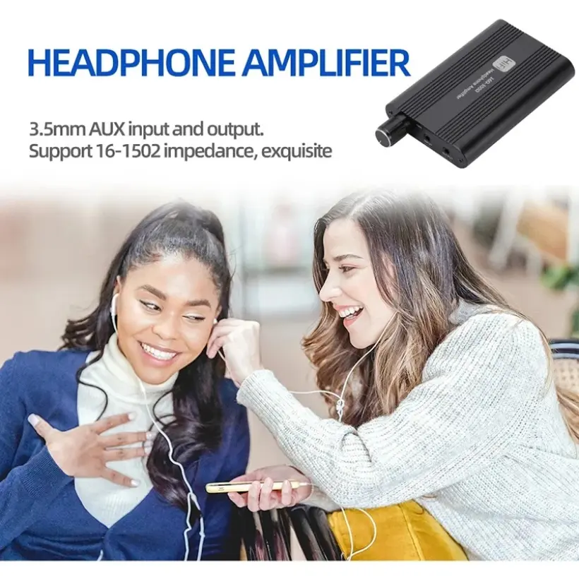 MnnWuu 16-300 ohm HiFi Headphone Earphone Amplifier 3.5mm Jack Aux Portable Adjustable Audio Amp for Mobile Phone Music Player