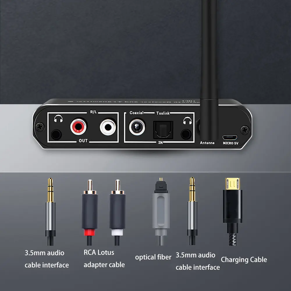 VAORLO DAC Digital to Analog Audio Converter 3.5MM AUX Coaxial Optical fiber Bluetooth 5.0 Audio Receiver Transmitter For TV PC