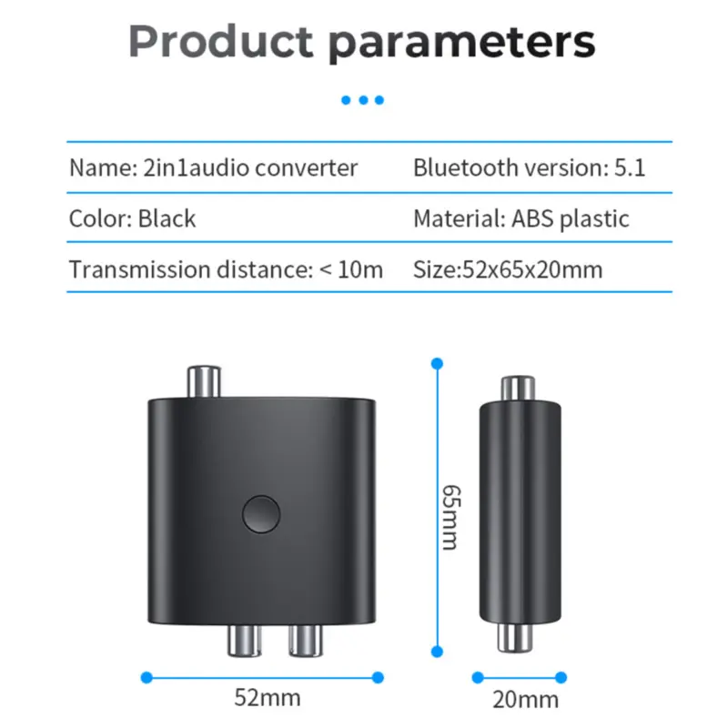 Digital Analog Audio Converter DAC Bluetooth 5.0 Receiver 2 in 1 Optical 3.5mm Jack AUX RCA Stereo Speaker TV Wireless Adapter