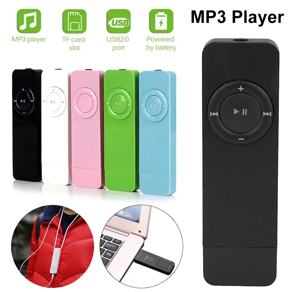 Portable Mini Mp3 Player Usb In-Line Card U Disk Music Player Usb 2.0 Lossless Sound Music Media Players for Running Walking