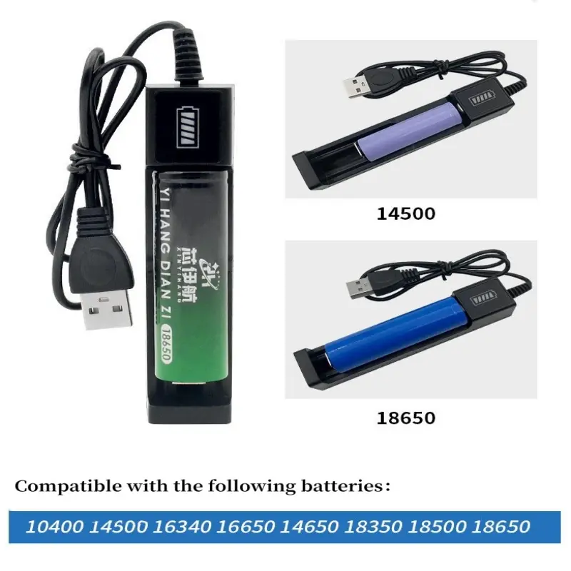 1 Slot Battery USB Charger Adapter LED Smart Chargering For Rechargeable Batteries Li-ion 18650 14500 Universal Charger