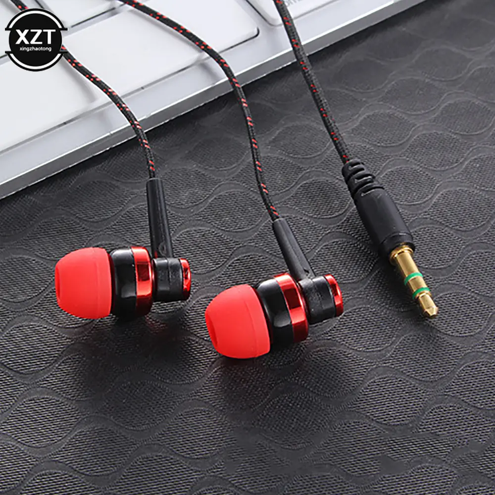 Fashion 1pc Wired Earphone Stereo In-Ear 3.5mm Nylon Weave Cable Earphone Headset For Laptop Smartphone Gifts Headphones