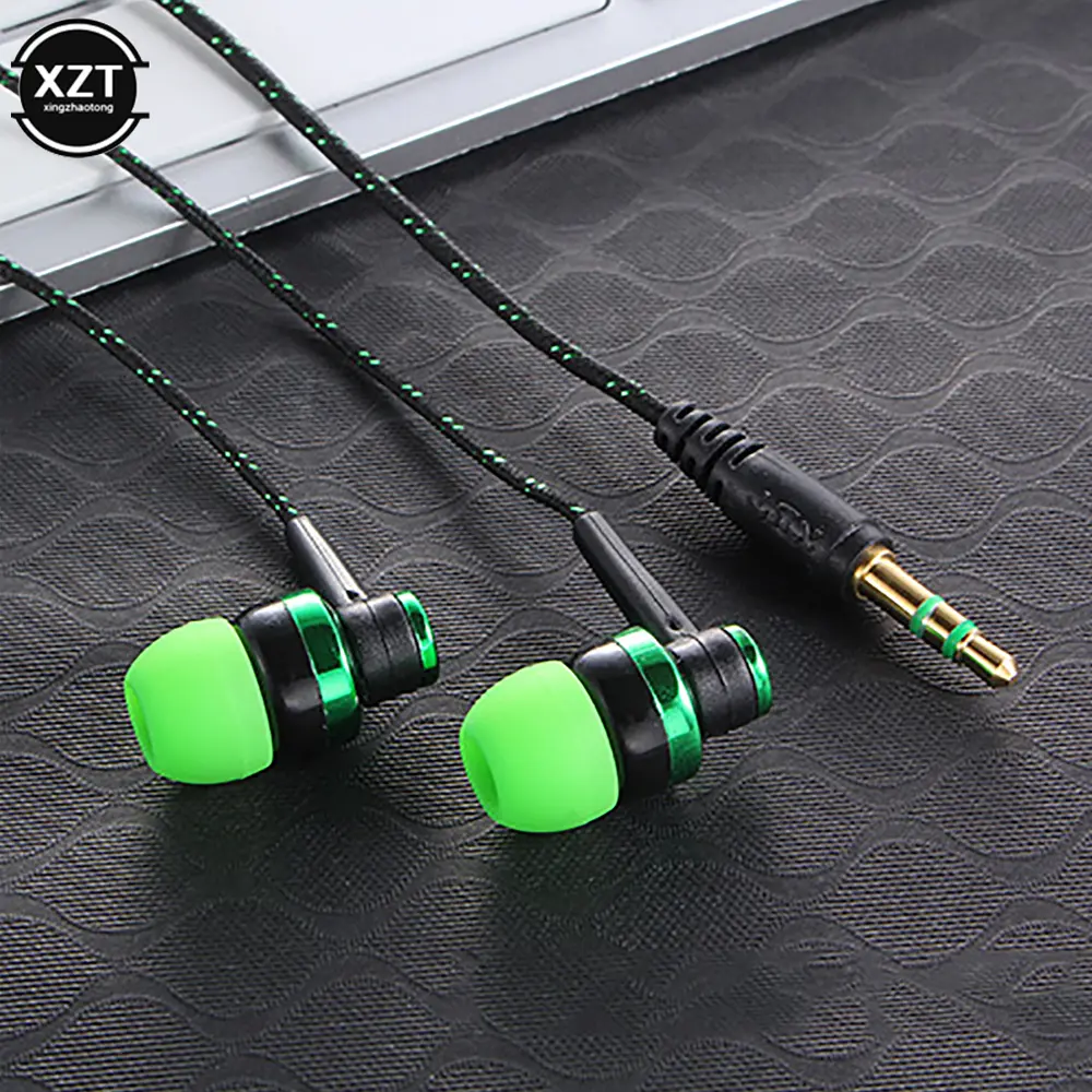 Fashion 1pc Wired Earphone Stereo In-Ear 3.5mm Nylon Weave Cable Earphone Headset For Laptop Smartphone Gifts Headphones
