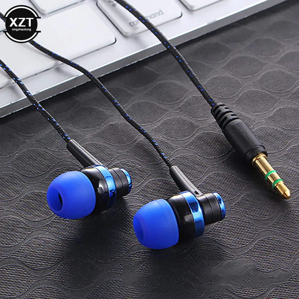 Fashion 1pc Wired Earphone Stereo In-Ear 3.5mm Nylon Weave Cable Earphone Headset For Laptop Smartphone Gifts Headphones
