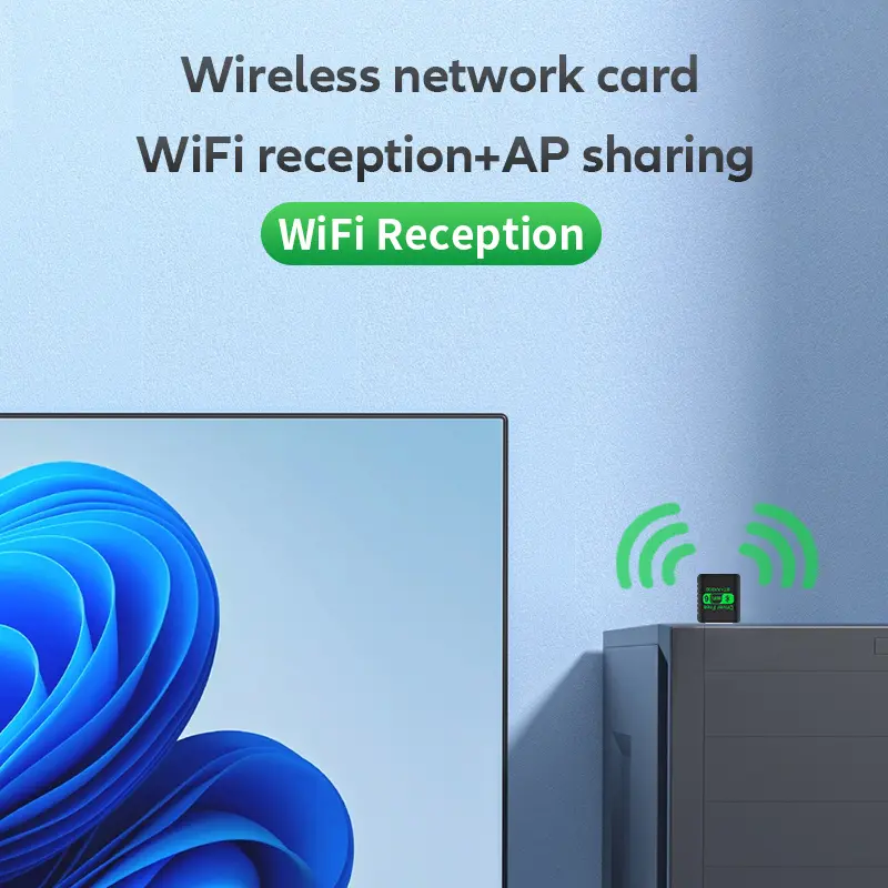 2 in1 USB Bluetooth 5.4 Adapter+WIFI 6 Wireless Network Card (2.4G&5GHz) Dual-Band Receiver for PC/Laptop Win 10/11 Driver-Free