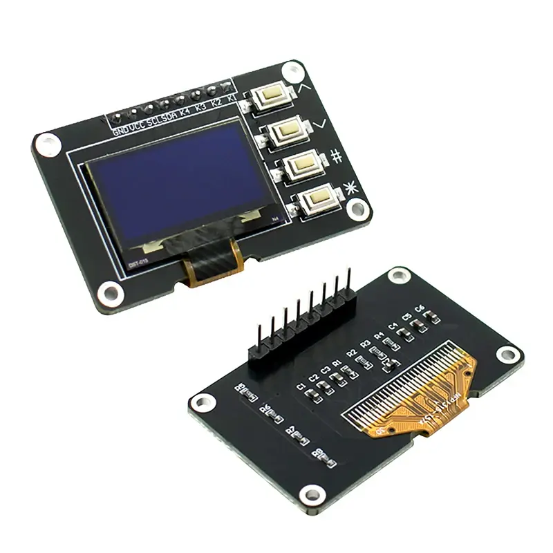 0.96-inch OLED Display Screen White/Blue 12864 Screen Module With Matrix 4 Key Interfaces Keyboard IIC SSD1315