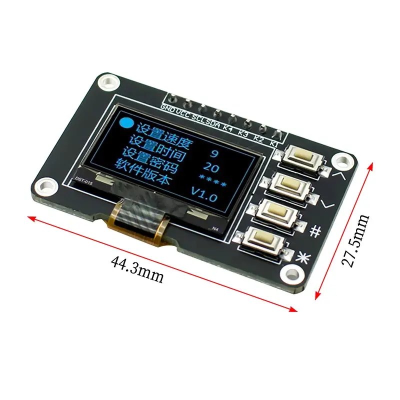 0.96-inch OLED Display Screen White/Blue 12864 Screen Module With Matrix 4 Key Interfaces Keyboard IIC SSD1315