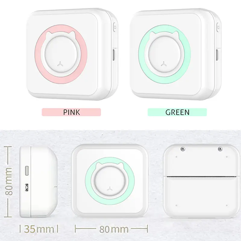 Mini Printer, Inkless Sticker Maker, Free Cut Small Pocket Printer, Portable Thermal Printer for Photo Journal Notes Memo
