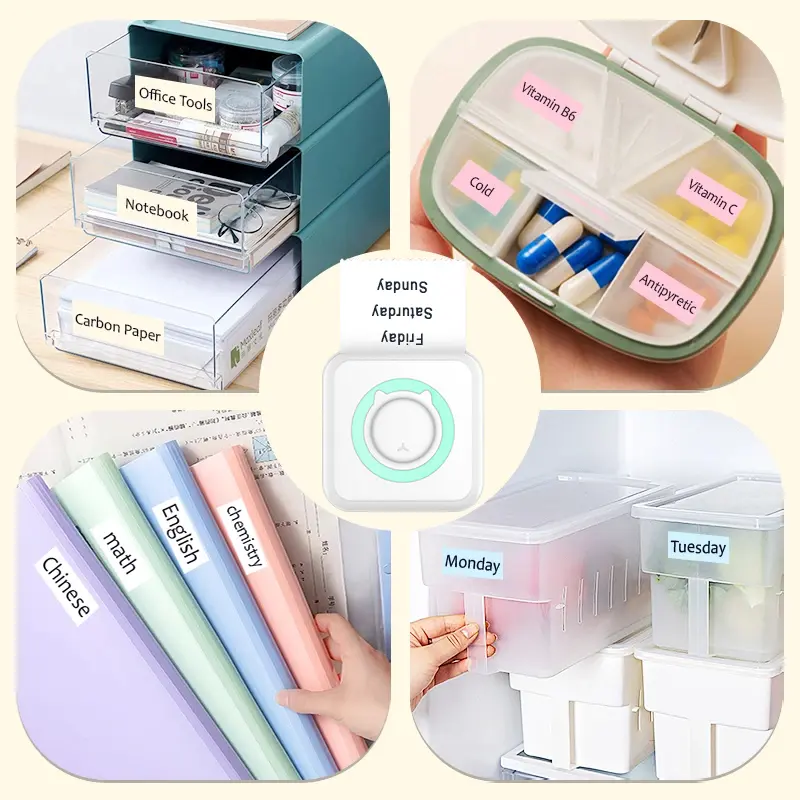 Mini Printer, Inkless Sticker Maker, Free Cut Small Pocket Printer, Portable Thermal Printer for Photo Journal Notes Memo