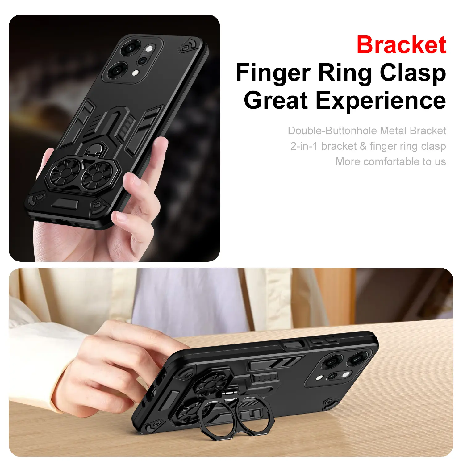 Case for OPPO Reno 14 Pro 5G Protective Cover Military Grade Shockproof Armor Metal Ring Kickstand Fundas Coque