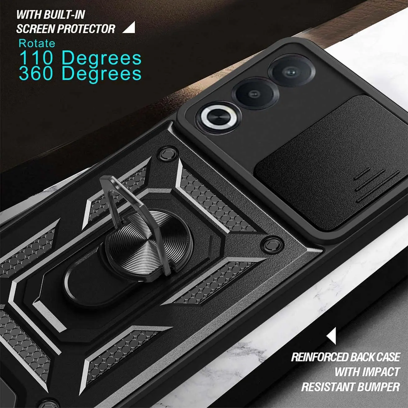 Armor Phone Case For OnePlus Nord 5 CE 5 CE5 5G Cover Lens Protection With Ring Magnetic Stand Holder Coque Fundas Capa