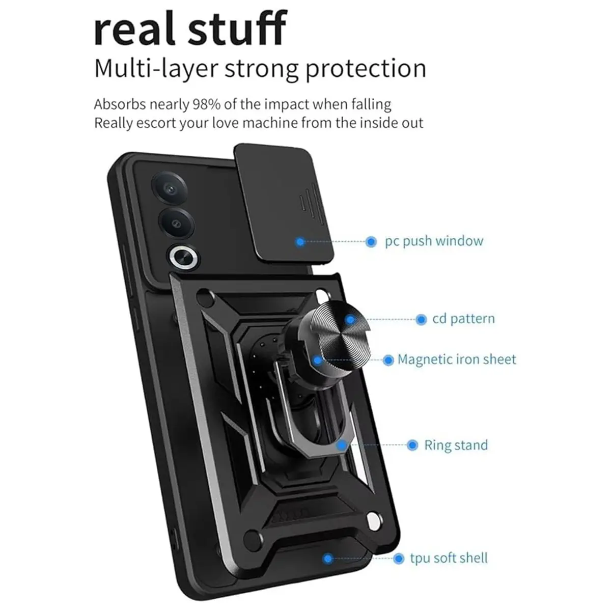 Armor Phone Case For OnePlus Nord 5 CE 5 CE5 5G Cover Lens Protection With Ring Magnetic Stand Holder Coque Fundas Capa