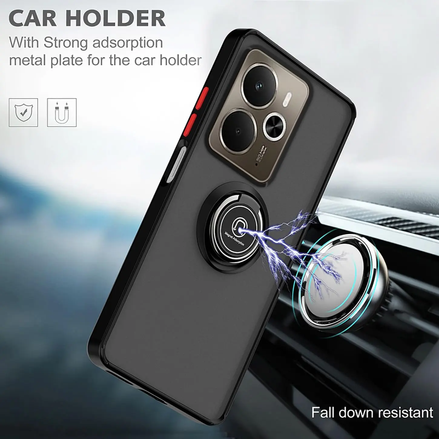 Armor Matte Case For Realme 14 5G Realme 14T Cover Ring Magnetic Stand Holder Shockproof Shell Coque Fundas
