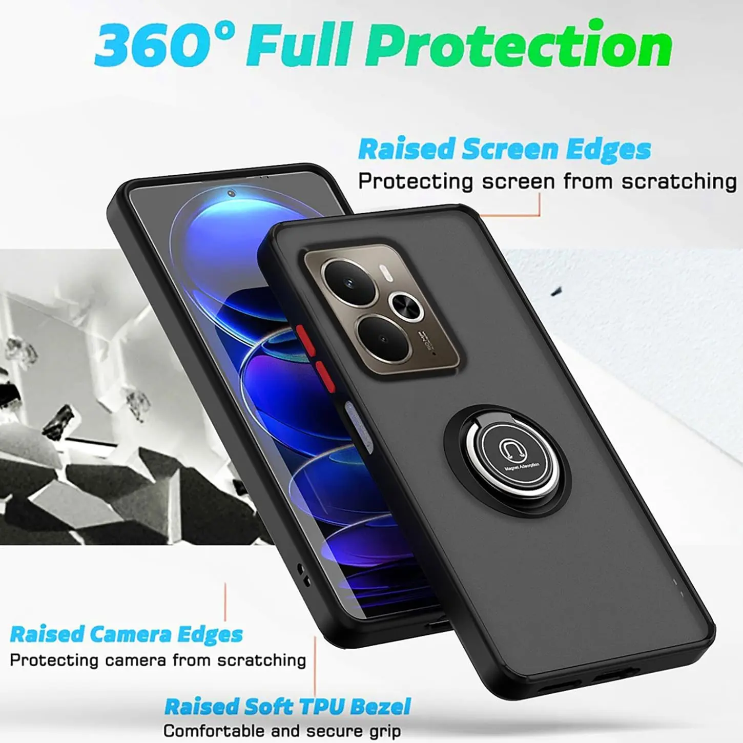 Armor Matte Case For Realme 14 5G Realme 14T Cover Ring Magnetic Stand Holder Shockproof Shell Coque Fundas