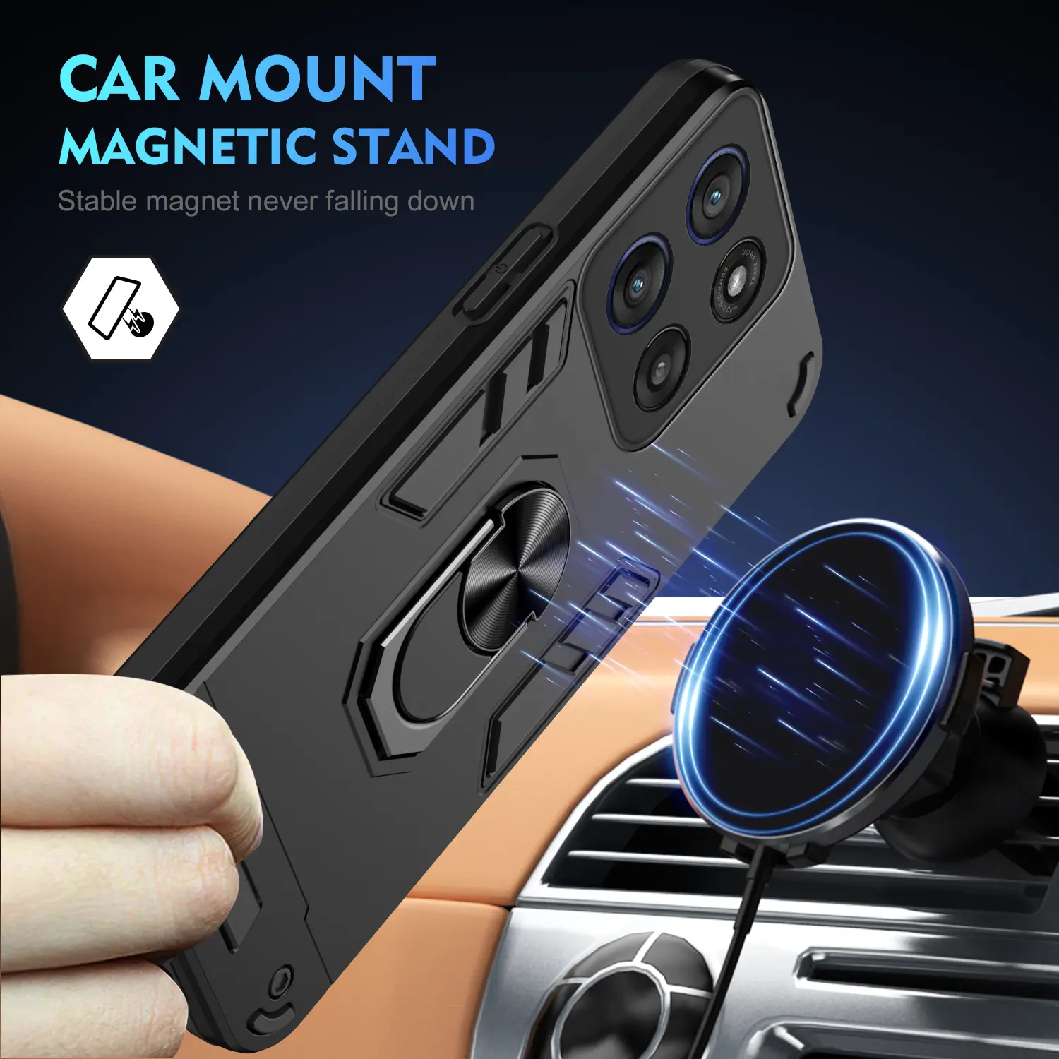 Military Grade Case for Motorola Moto G56 G86 5G Protective Cover Shockproof Ring Stand Holder Fundas Coque