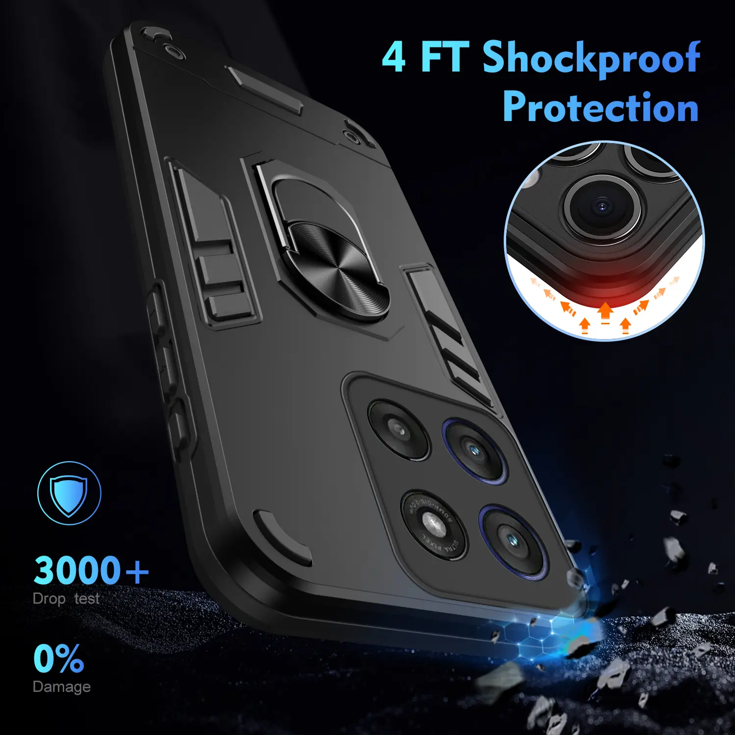 Military Grade Case for Motorola Moto G56 G86 5G Protective Cover Shockproof Ring Stand Holder Fundas Coque
