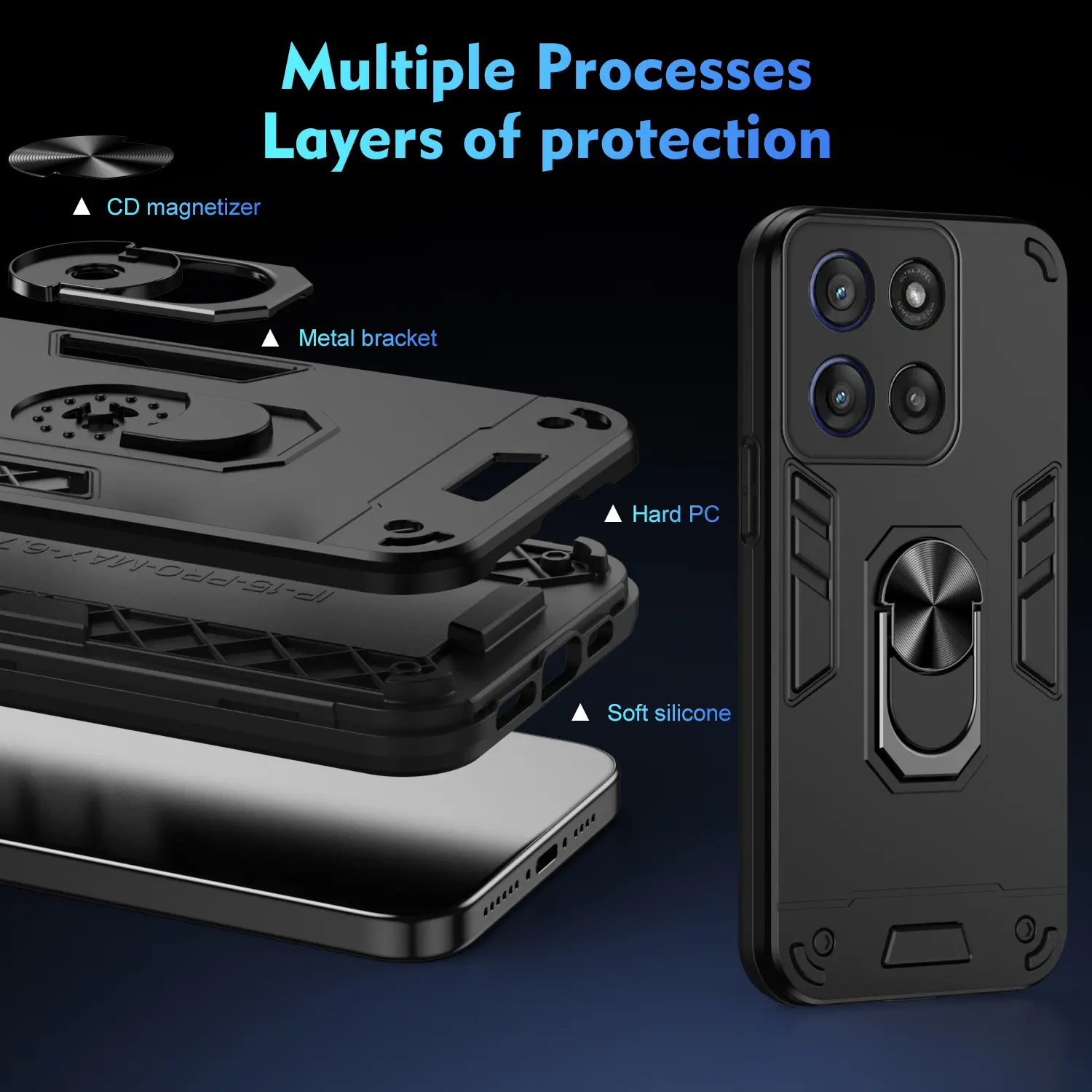 Military Grade Case for Motorola Moto G56 G86 5G Protective Cover Shockproof Ring Stand Holder Fundas Coque