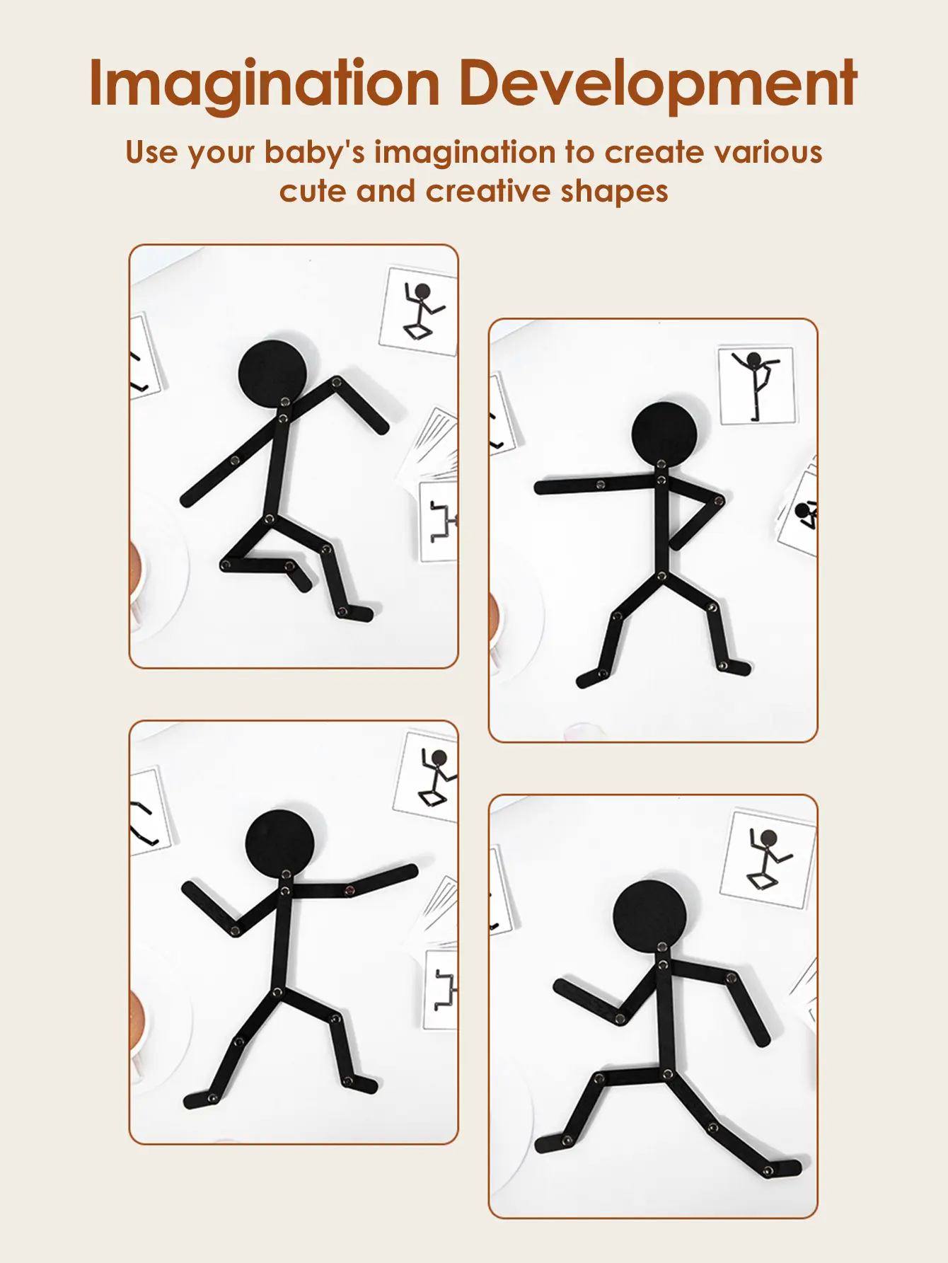 Kids Montessori Educational Wooden Stick Men Puzzle Game Kids Hand Skill Fine Motor Training Assemble Toys For Baby Imagination