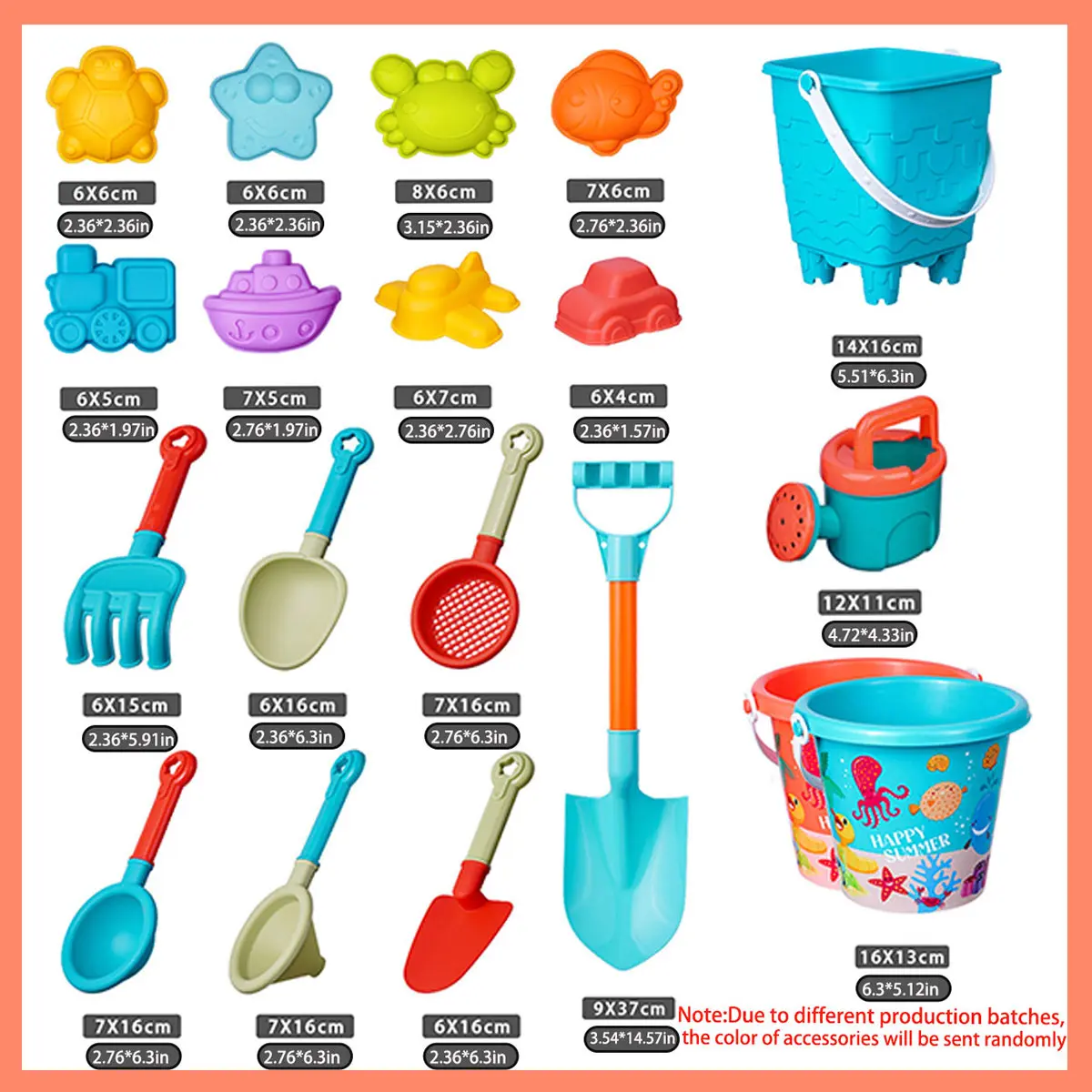 Children 10/14/16PCS Beach Toys Summer Outdoor Sand Play Bucket Bottle Shovel Kids Water Game Winter Snow Tool Gift color random