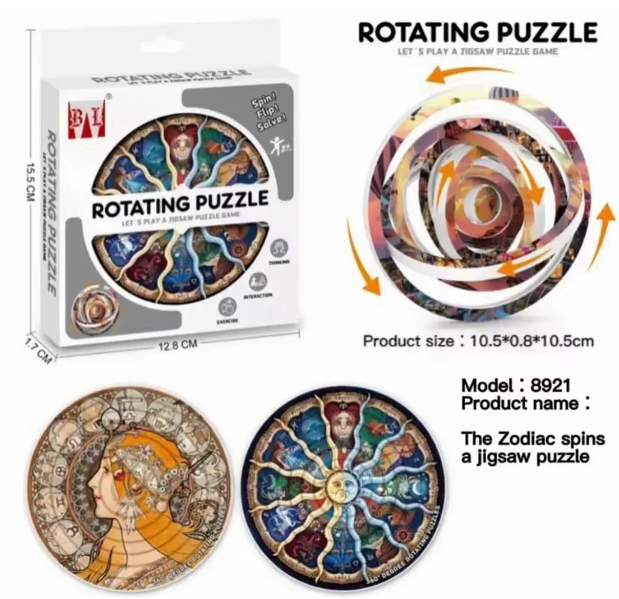 Rotating jigsaw puzzle creative fun 360 ° multi-angle multi-pattern 3D three-dimensional flip double-sided puzzle thinking toys