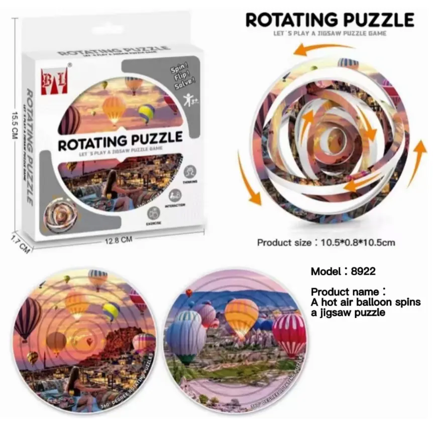 Rotating jigsaw puzzle creative fun 360 ° multi-angle multi-pattern 3D three-dimensional flip double-sided puzzle thinking toys