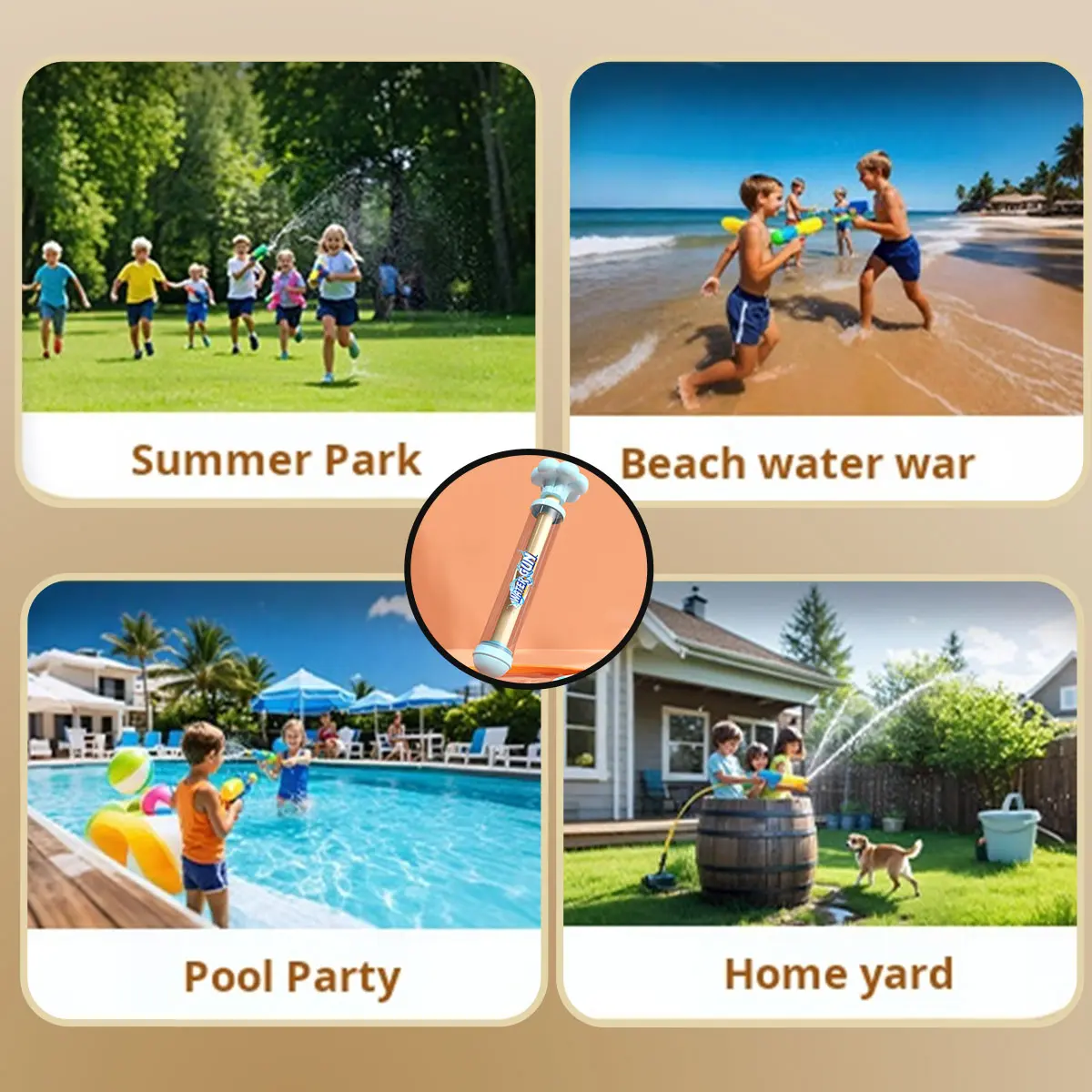 Ramdom 2/1 Water Guns for Kids Squirt 3 Types of Nozzles Water  Blaster Pistol Outdoor Toy Play in Swimming Pool Shooting Beach