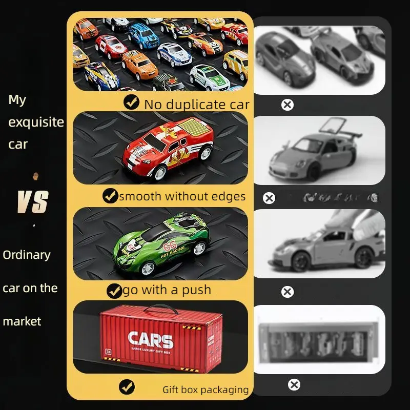 10-50PCS/Set Mini Car with/no Storage Box Pull Back Vehicle for Boy Model Toy Kids Play Game Container Birthday Gift