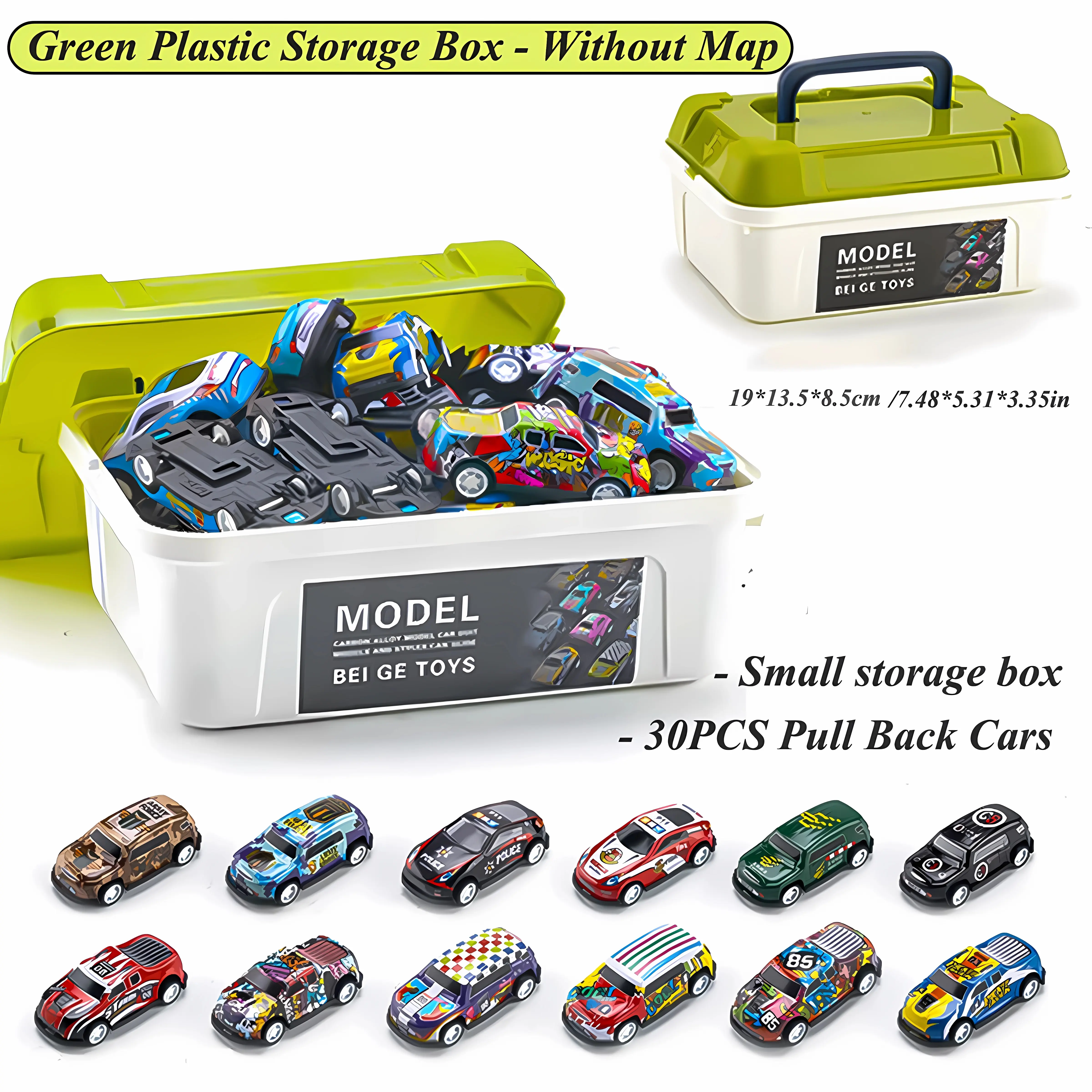 10-50PCS/Set Mini Car with/no Storage Box Pull Back Vehicle for Boy Model Toy Kids Play Game Container Birthday Gift
