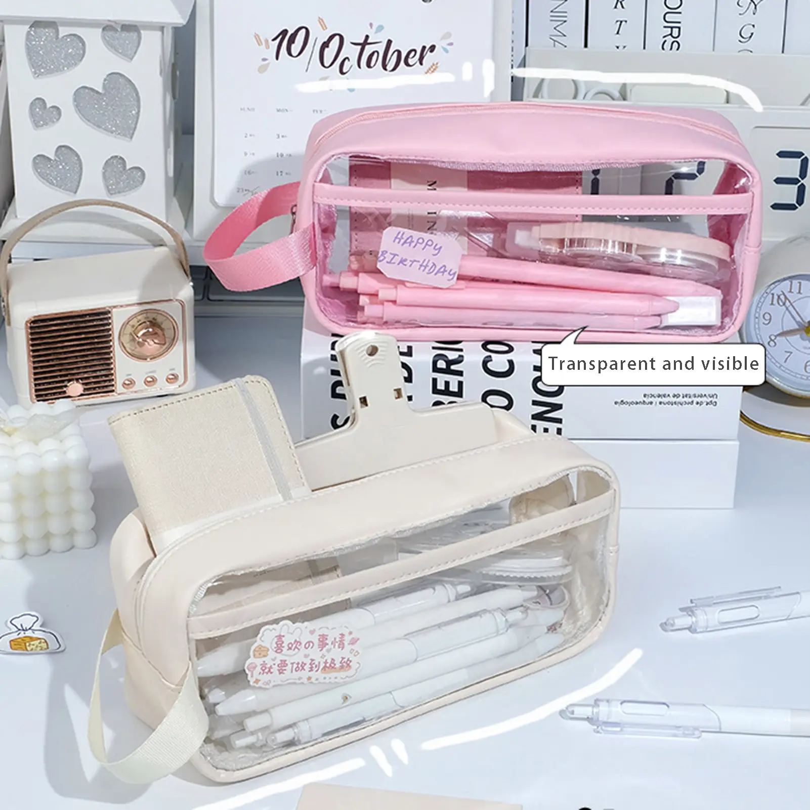 Transparent Pencil Case Big Capacity Clear Pencil Bag Stationery Organizer for Students School Supplies