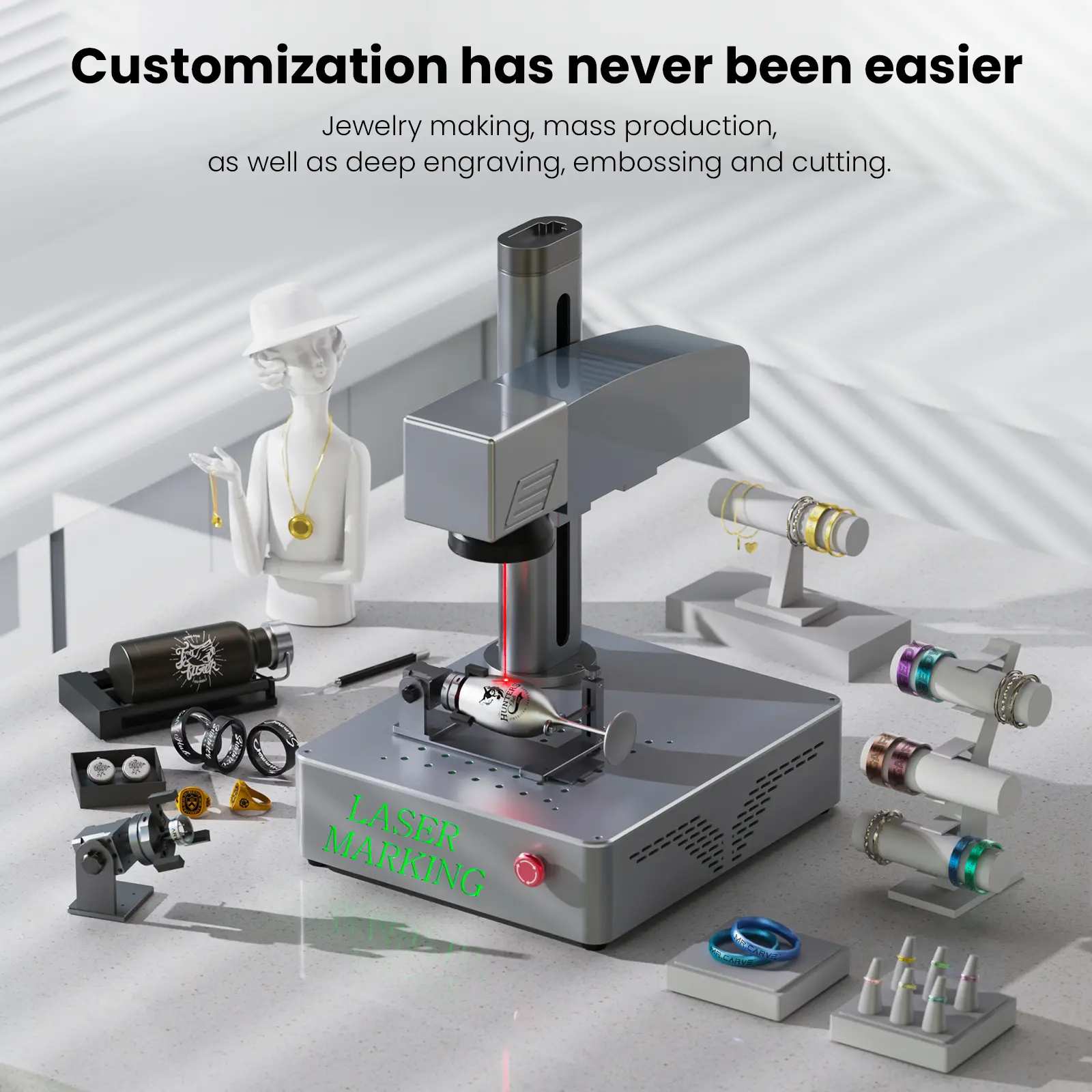 DAJA S4 Fiber Laser Marking Machine High Power Business Industrial Portable Engraver Engrave All Metal Jewelry Plastic Leather