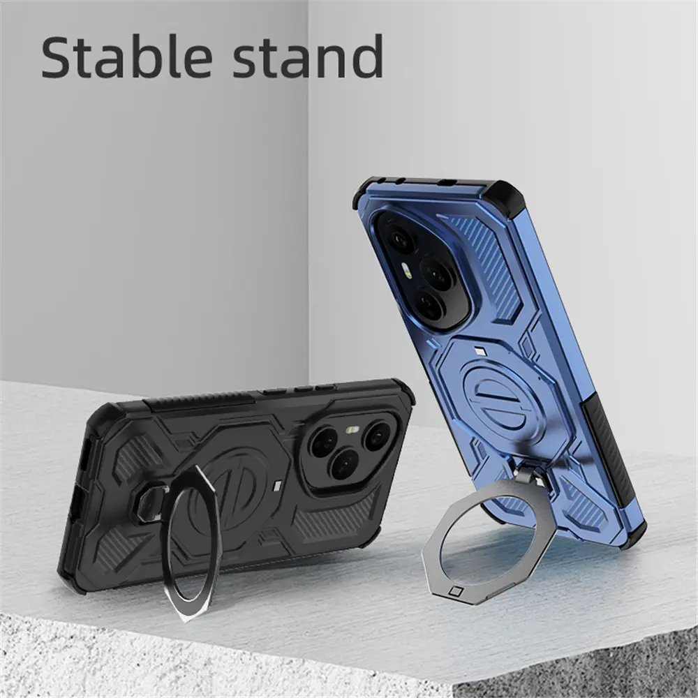 Shockproof Armor Case For Huawei Honor X9C 200 Magic 7 Lite 400 Pro Magnetic Airbag Protect Rotatable Anti-Drop Kickstand Cover