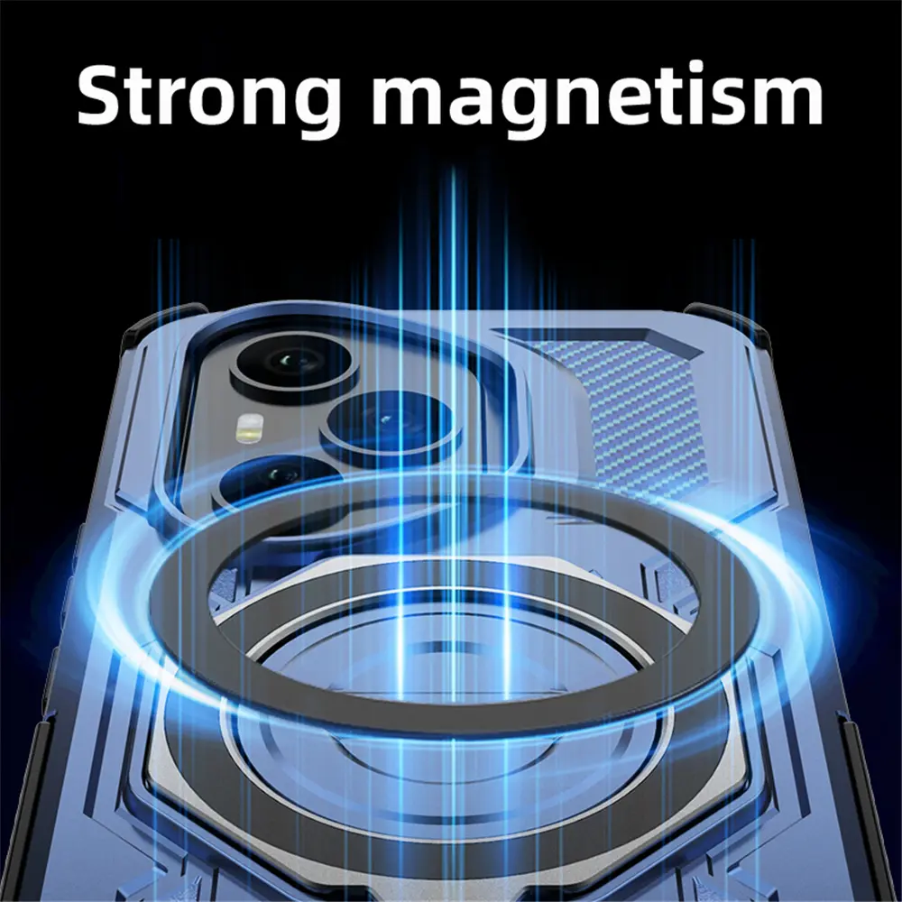 Shockproof Armor Case For Huawei Honor X9C 200 Magic 7 Lite 400 Pro Magnetic Airbag Protect Rotatable Anti-Drop Kickstand Cover