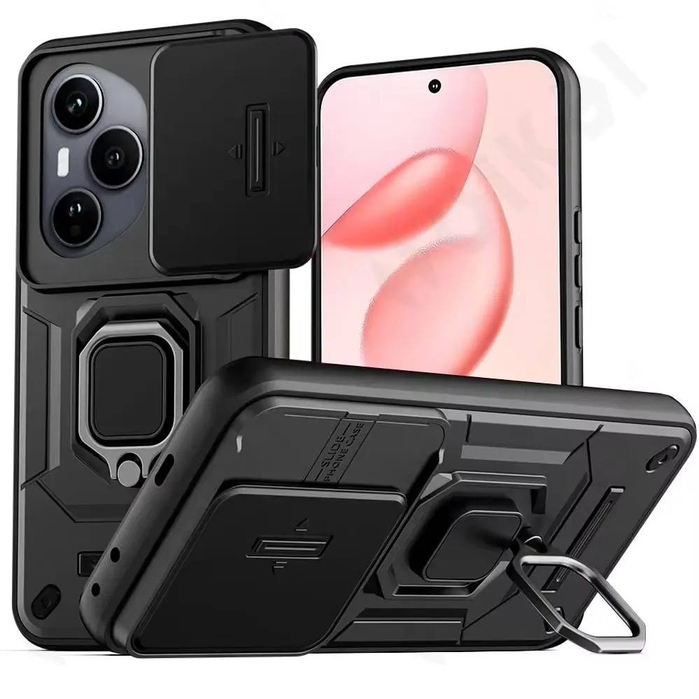 Case For Honor 400 Pro 200 Lite For Huawei Pura 70 Ultra X9C Slide Camera Ring Stand Armor Anti-fall Protection Kickstand Cover