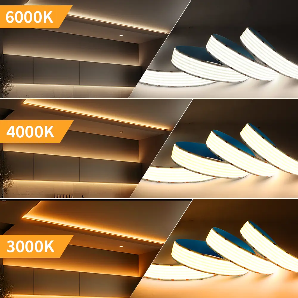 Ultra Bright COB LED Strip 3000K 4000K 6500K 1600LEDs/m High Density Flexible Dimmable Led Light 4300 lumen/m 30mm PCB DC24V