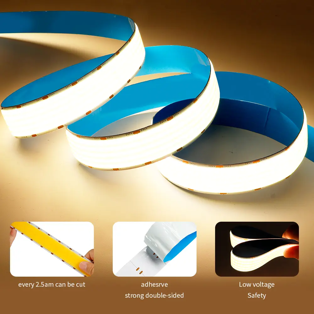 Ultra Bright COB LED Strip 3000K 4000K 6500K 1600LEDs/m High Density Flexible Dimmable Led Light 4300 lumen/m 30mm PCB DC24V